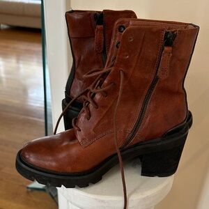 Frye Brown Lace Up Leather Boots